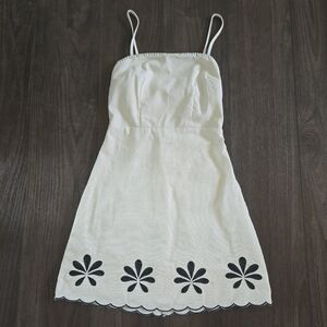 Cream Spaghetti Strap Linen Dress